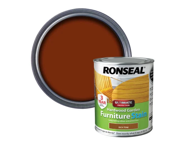 Ronseal Ultimate Protection Hardwood Garden Furniture Stain Rich Teak 750ml