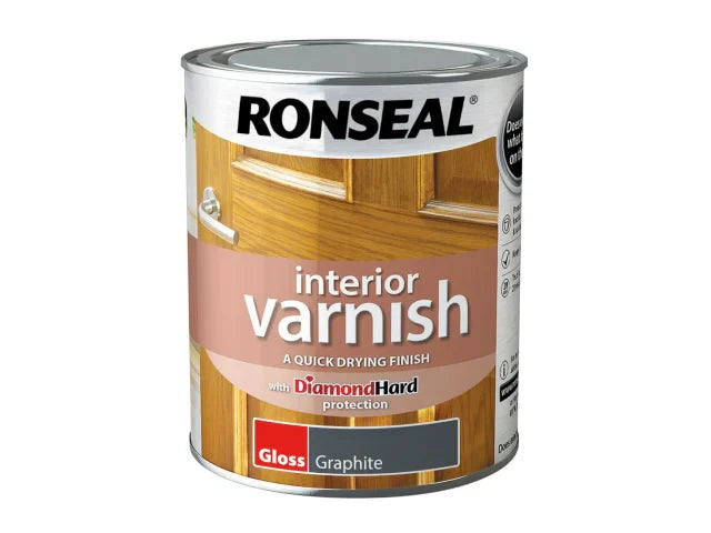 Ronseal Interior Varnish Quick Dry Gloss Graphite 750ml