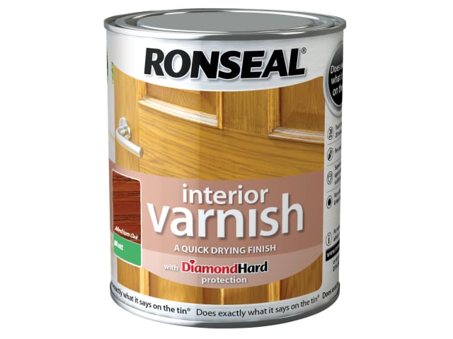 Ronseal Interior Varnish Quick Dry Matt Medium Oak 750ml