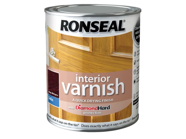 Ronseal Interior Varnish Quick Dry Satin Deep Mahogany 750ml