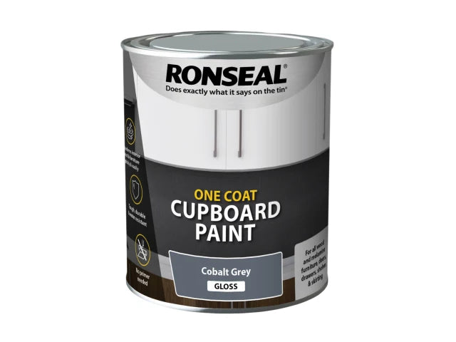 Ronseal One Coat Cupboard Paint Cobalt Grey Gloss 750ml