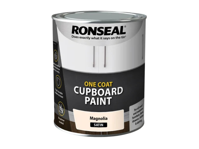 Ronseal One Coat Cupboard Paint White Gloss 750ml