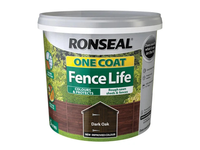 Ronseal One Coat Fence Life Dark Oak 5 litre