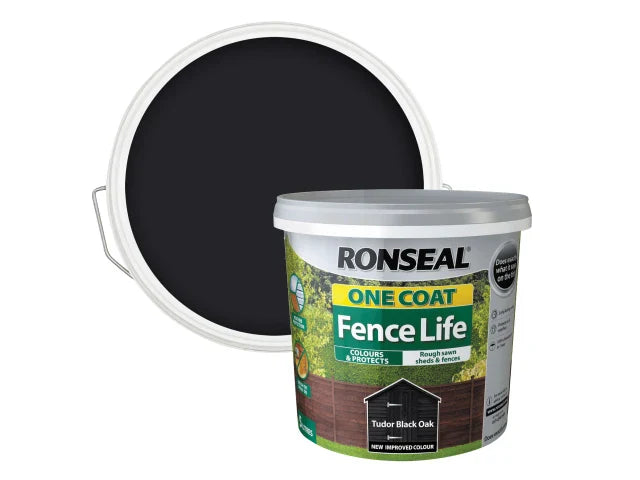 Ronseal One Coat Fence Life Tudor Black Oak 5 litre