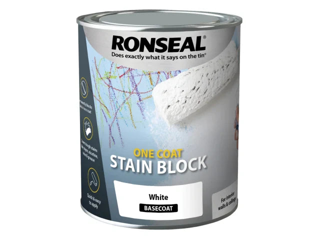 Ronseal One Coat Stain Block White 750ml