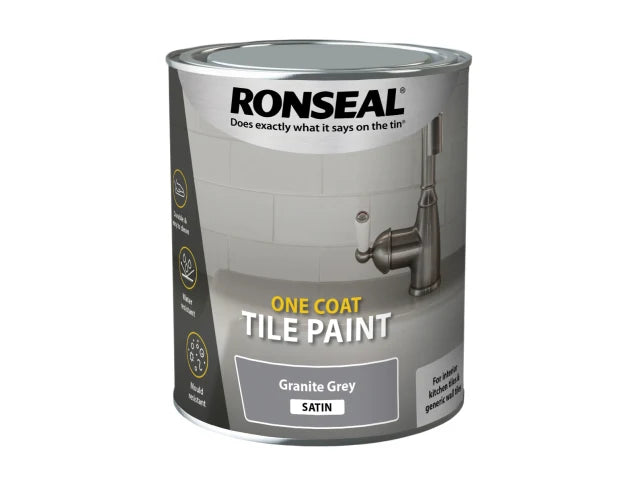 Ronseal One Coat Tile Paint Granite Grey Satin 750ml