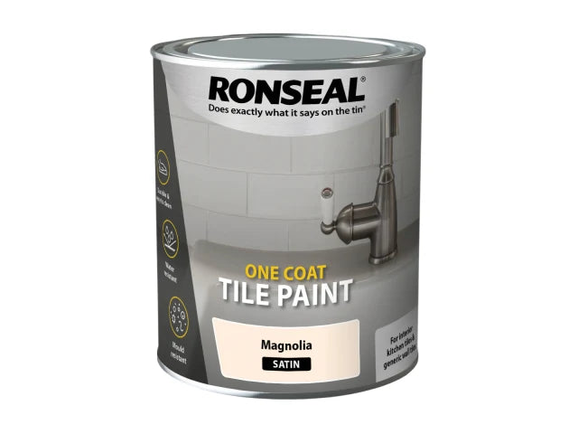 Ronseal One Coat Tile Paint Magnolia Satin 750ml