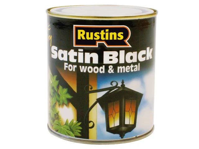 Rustins Satin Black Paint Quick Drying 1 Litre