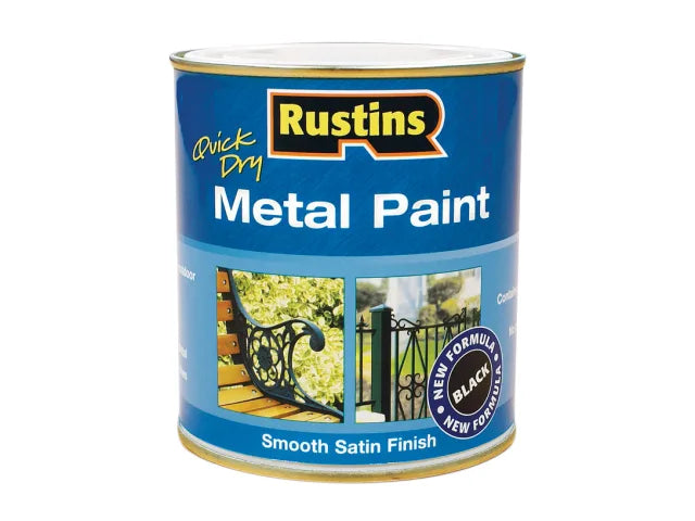 Rustins Quick Drying Metal Paint Smooth Satin Black 1 Litre