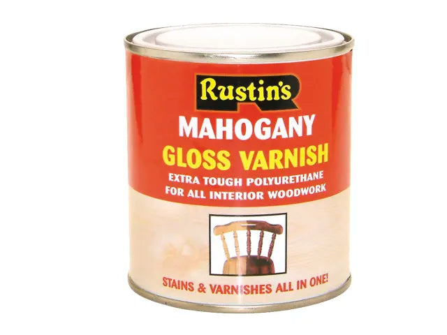 Rustins Polyurethane Varnish & Stain Gloss Mahogany 500ml