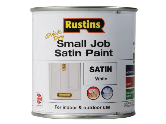 Rustins Quick Dry Small Job Satin Paint White 250ml