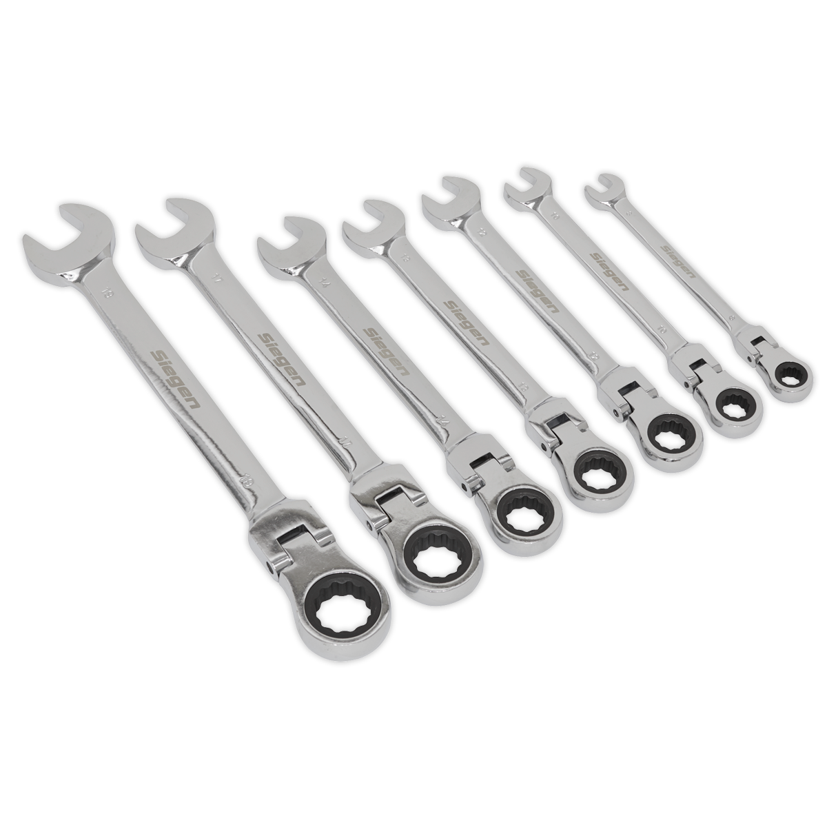 Sealey Flexible Head Ratchet Combination Spanner Set 7pc Metric