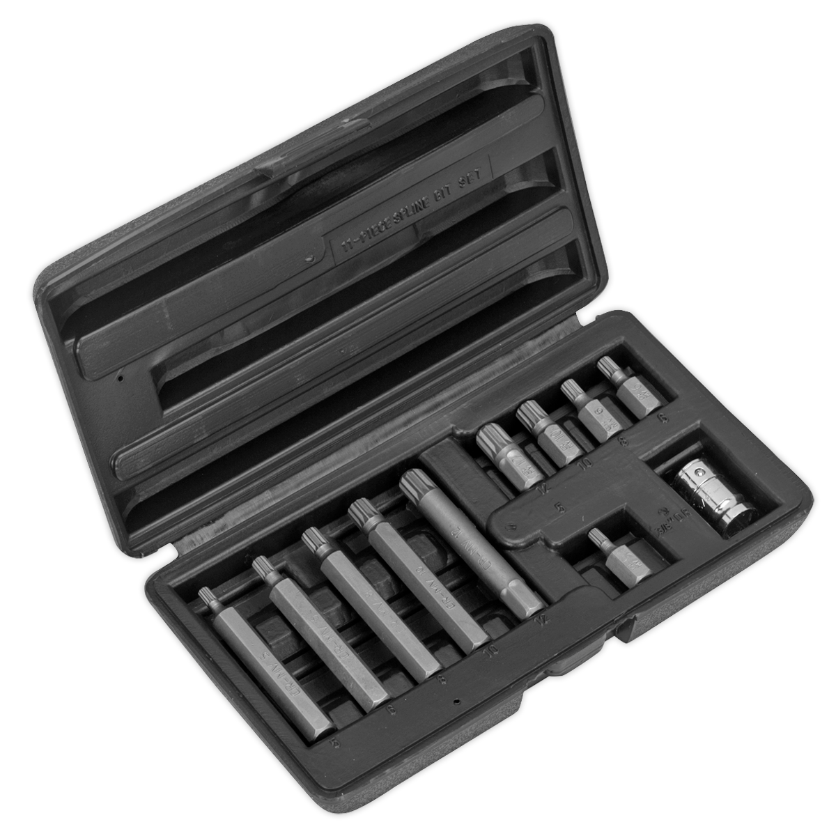 Sealey Spline Bit & Holder Set 11pc - 3/8"Sq Drive