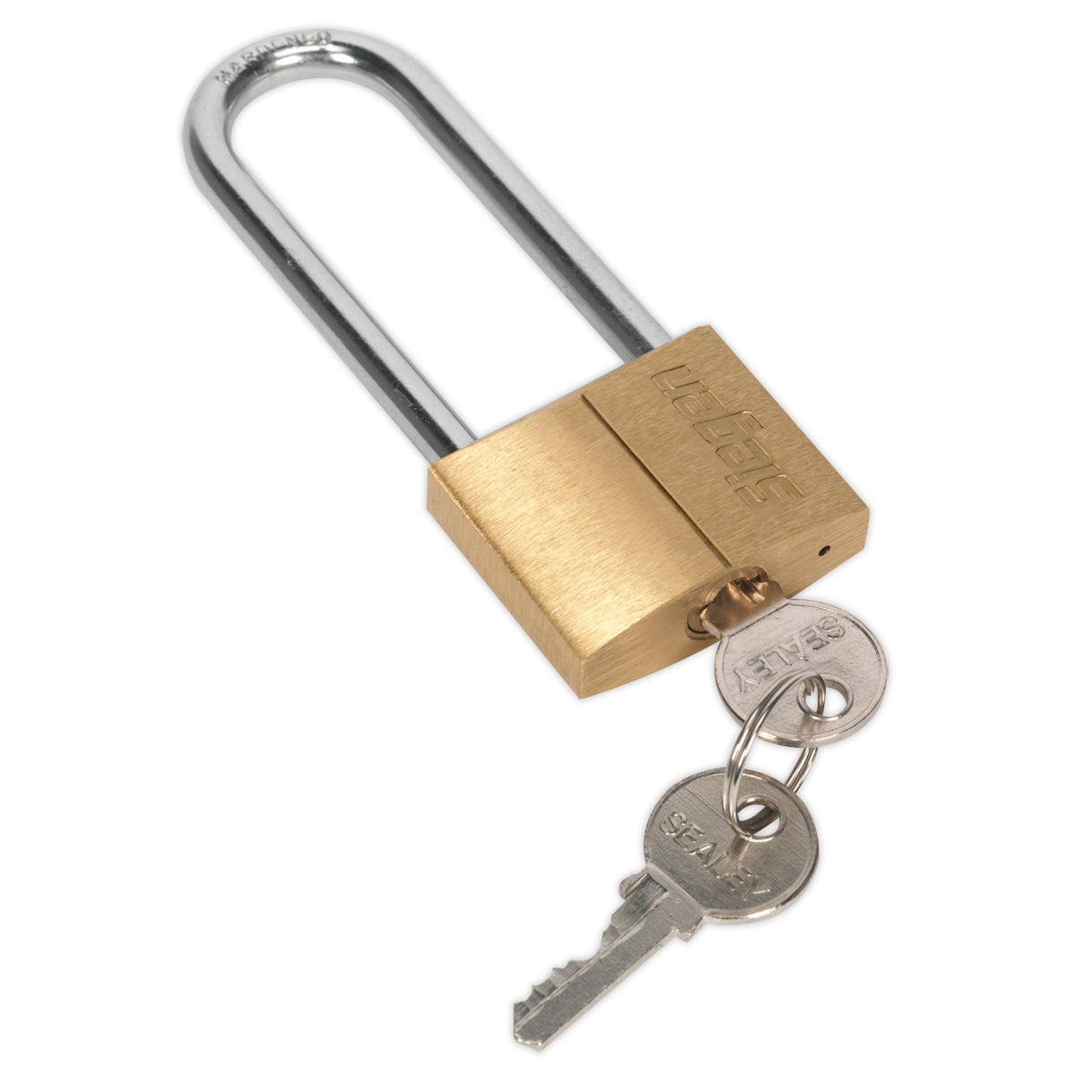 Sealey Brass Body Padlock with Brass Cylinder Long Shackle 40mm