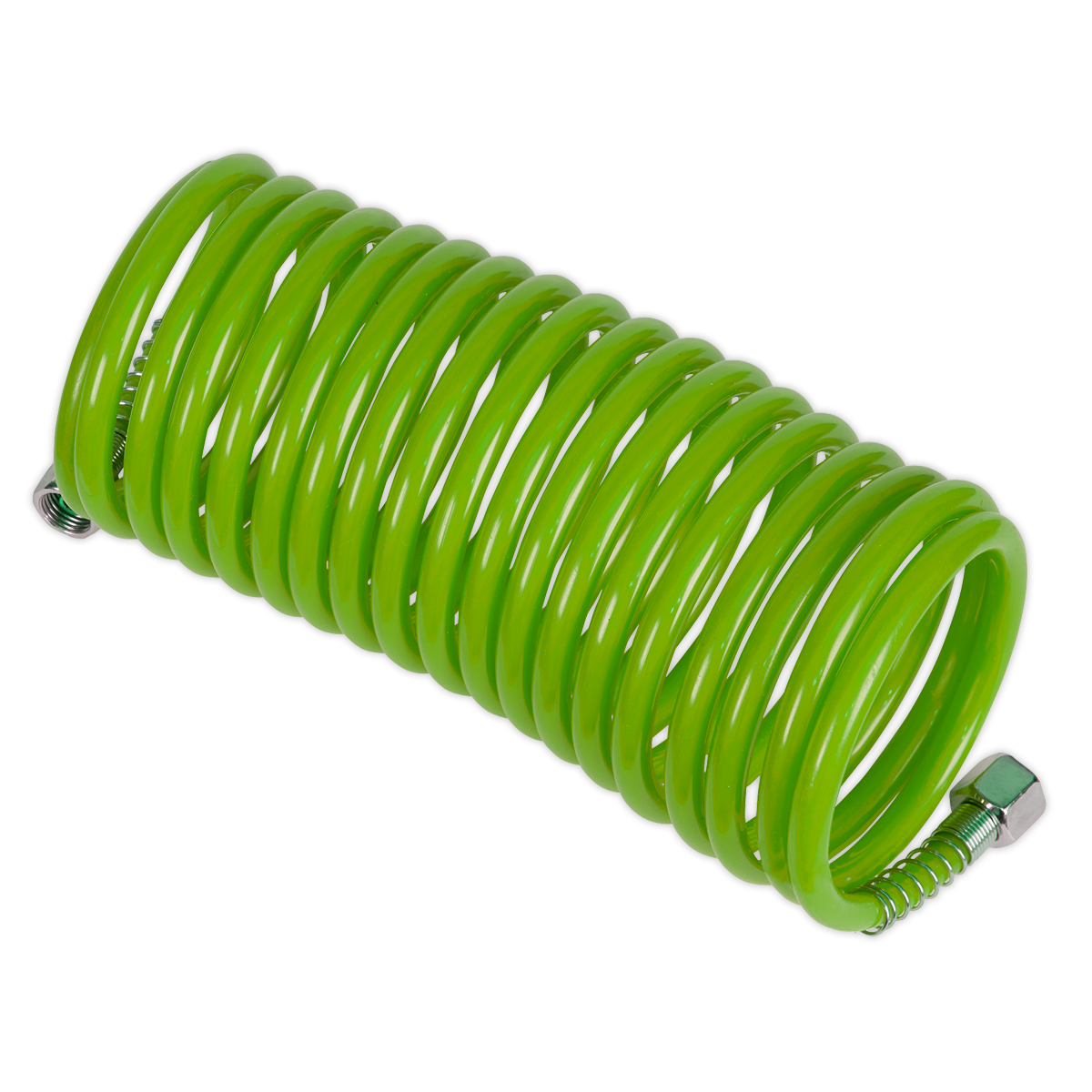 Sealey PE Coiled Air Hose 5m x Ø5mm with 1/4"BSP Unions - Green