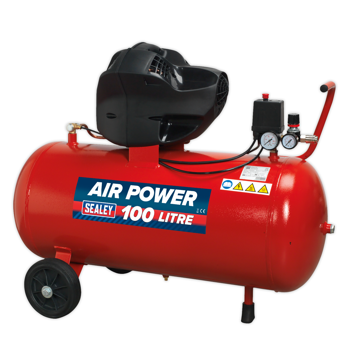 Sealey Air Compressor 100L V-Twin Direct Drive 3hp Oil Free