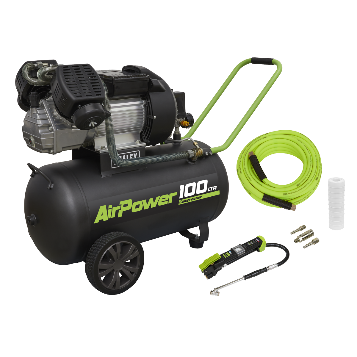 Sealey Air Compressor 100L Direct Drive 3hp & Air Accessory Kit