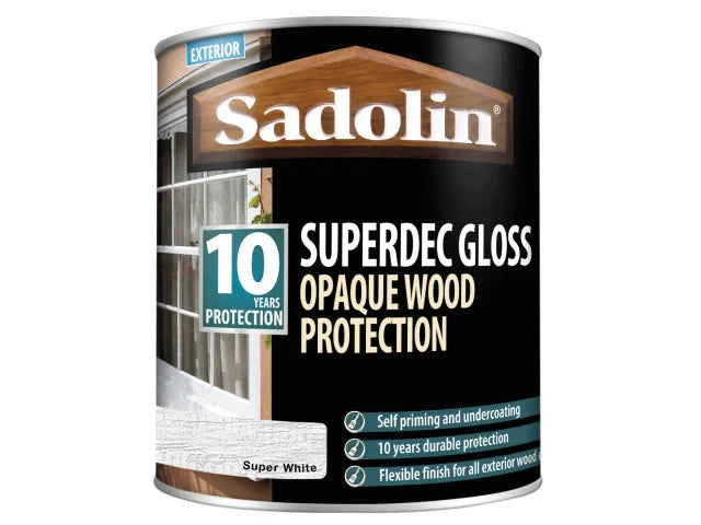 Sadolin Superdec Opaque Wood Protection Super White Gloss 2.5 litre
