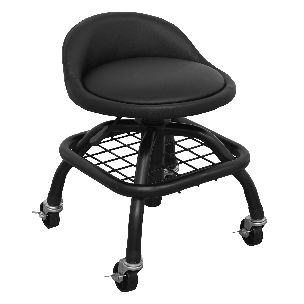 Sealey Creeper Stool Pneumatic with Adjustable Height Swivel Seat & Back Rest SCR02B