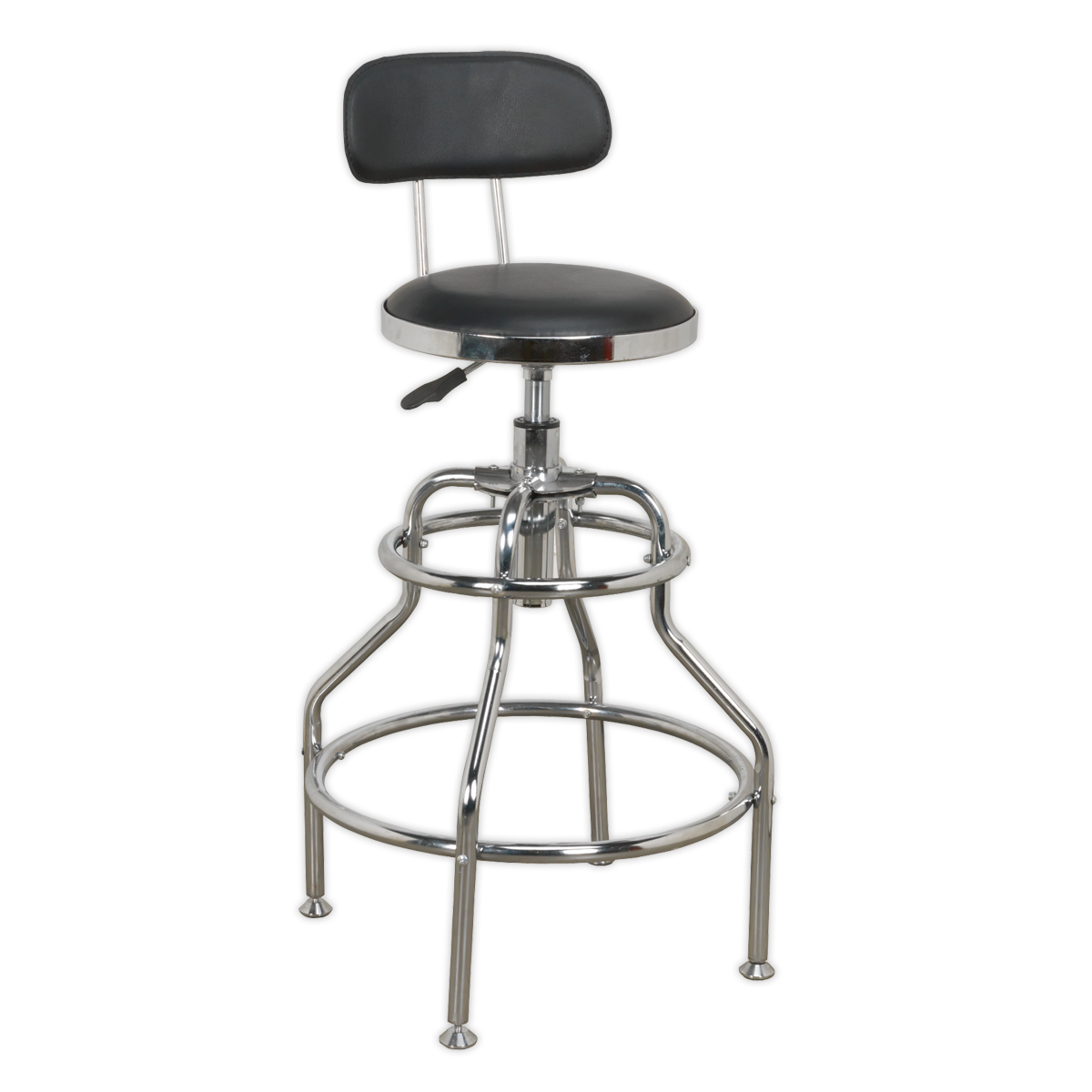 Sealey Workshop Stool Pneumatic with Adjustable Height Swivel Seat & Back Rest SCR14