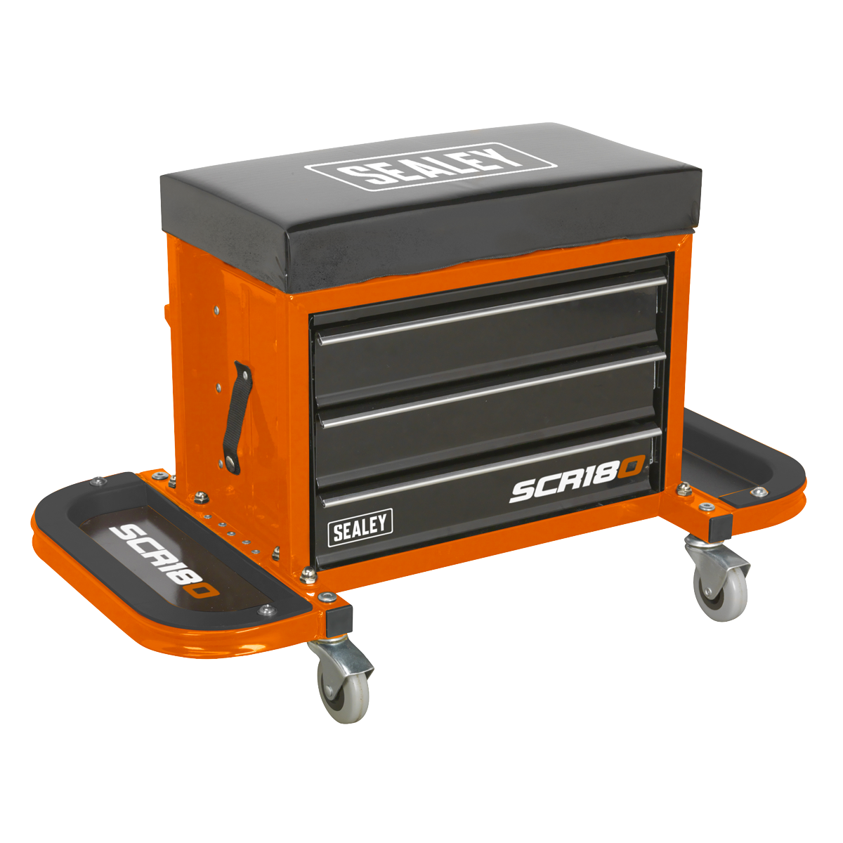Sealey Mechanic's Utility Seat & Toolbox - Orange