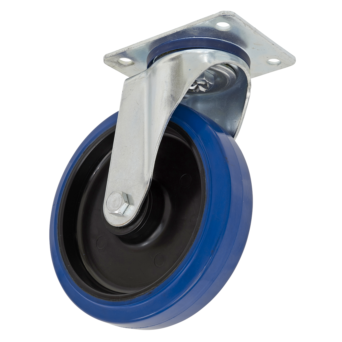 Sealey Heavy-Duty Blue Elastic Rubber Swivel Castor Wheel Ø125mm - Trade