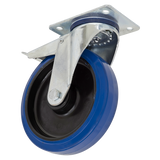 Sealey Heavy-Duty Blue Elastic Rubber Castor Wheel Swivel with Total Lock Ø200mm - Trade