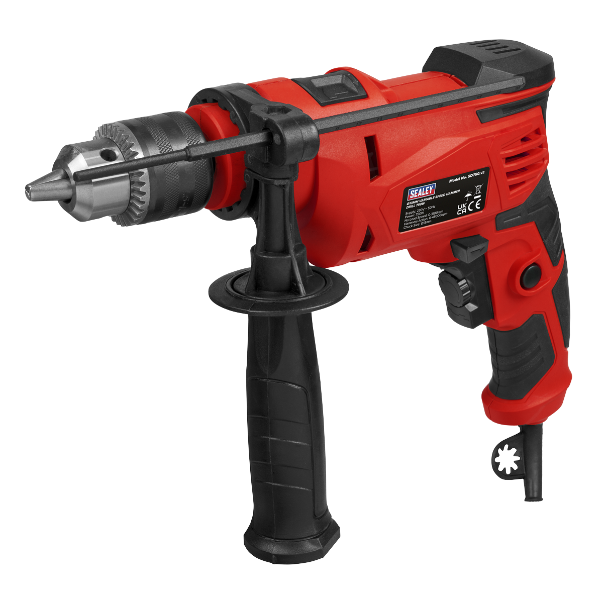 Sealey Hammer Drill Ø13mm Variable Speed with Reverse 750W/230V
