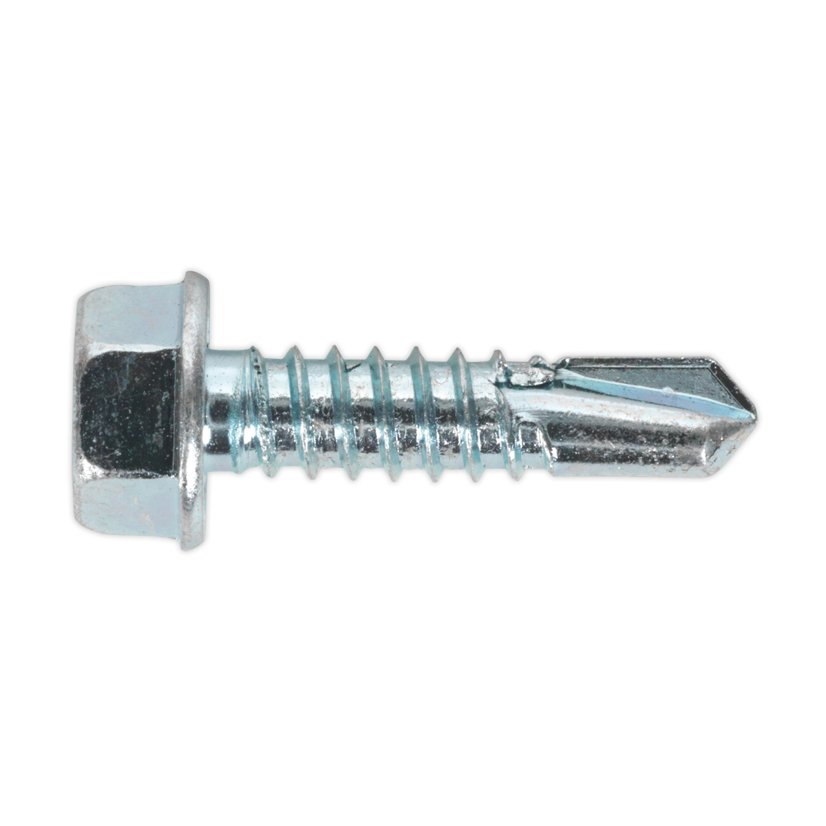 Sealey Self-Drilling Screw 6.3 x 25mm Hex Head Zinc Pack of 100