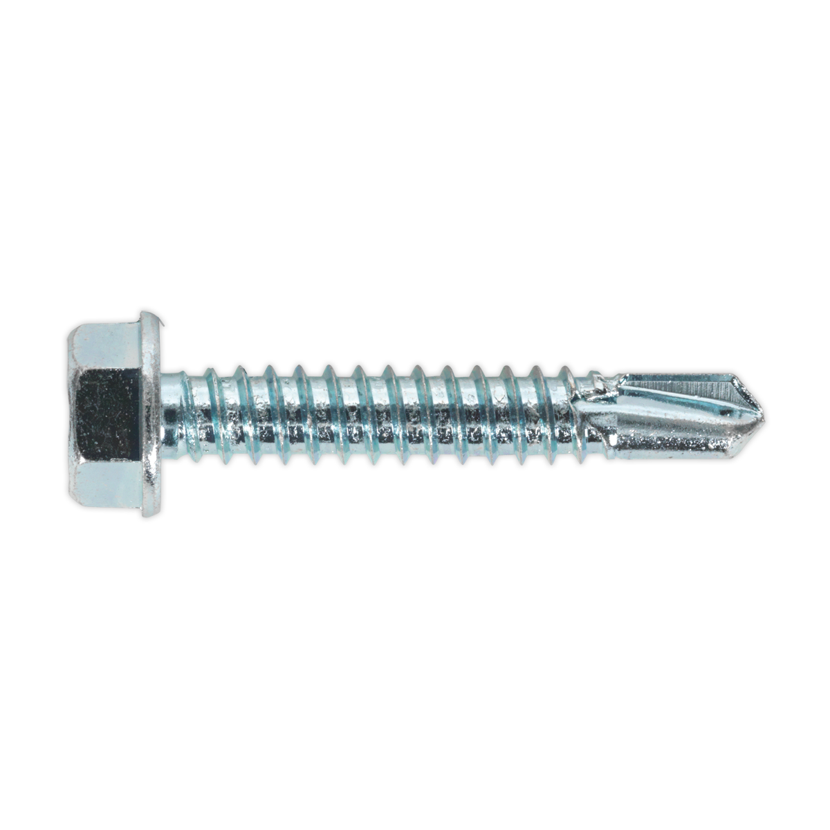 Sealey Self-Drilling Screw 6.3 x 38mm Hex Head Zinc Pack of 100