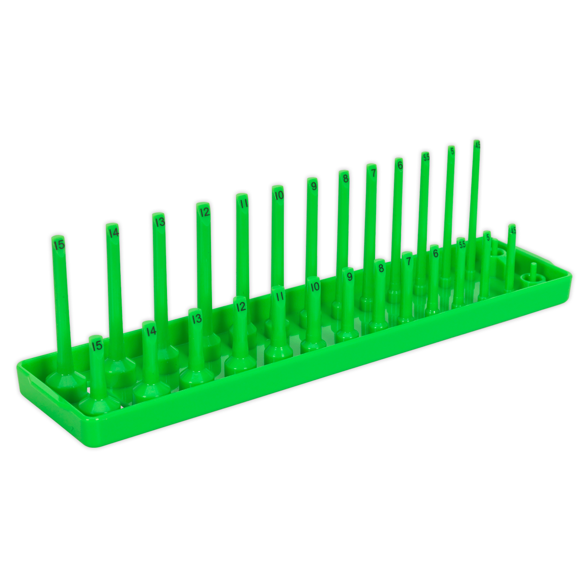 Sealey Socket Holder 1/4"Sq Drive 4-15mm Hi-Vis Green