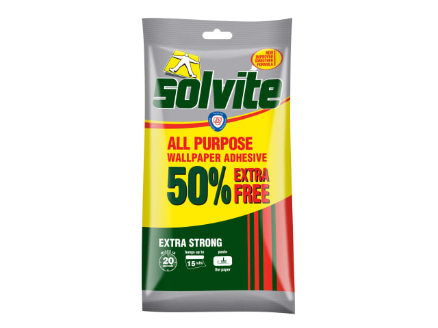 Solvite All Purpose Extra Strong Wallpaper Paste - 10 Roll Sachet with 50% Free