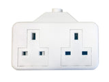 SMJ White Trailing Extension Socket 13A 2-Gang