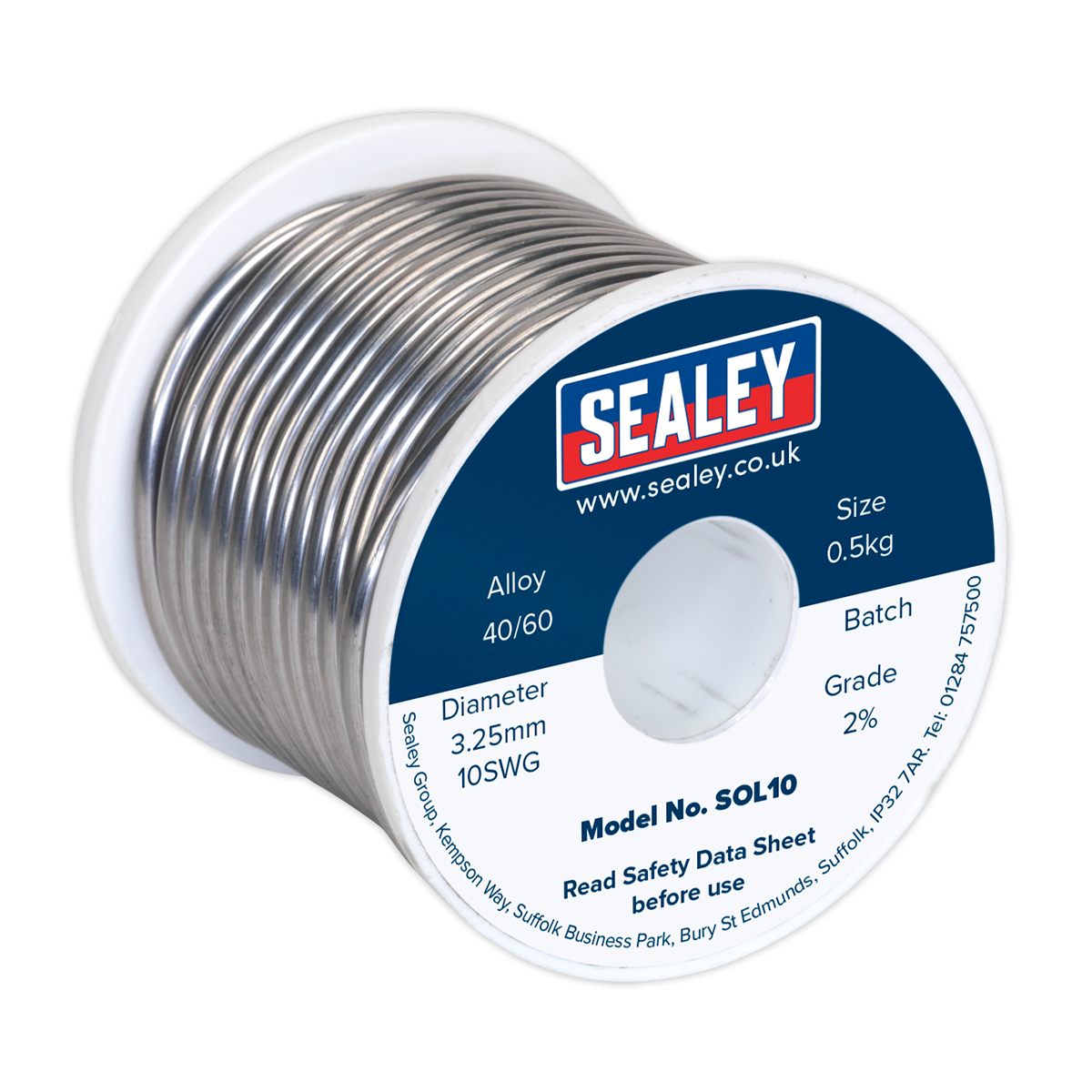 Sealey Solder Wire Quick Flow 3.25mm/10SWG 40/60 0.5kg Reel