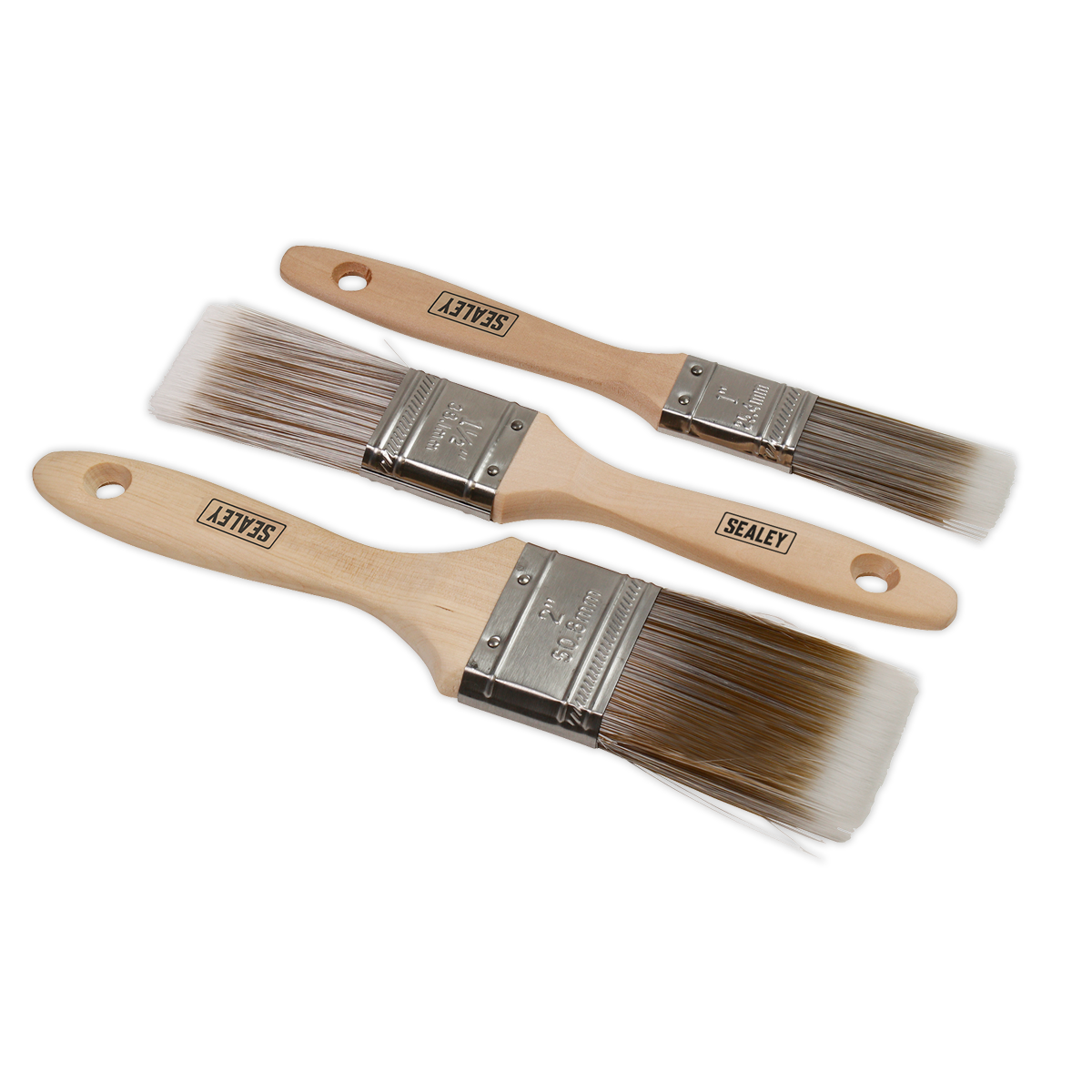 Sealey Wooden Handle Paint Brush Set 3pc