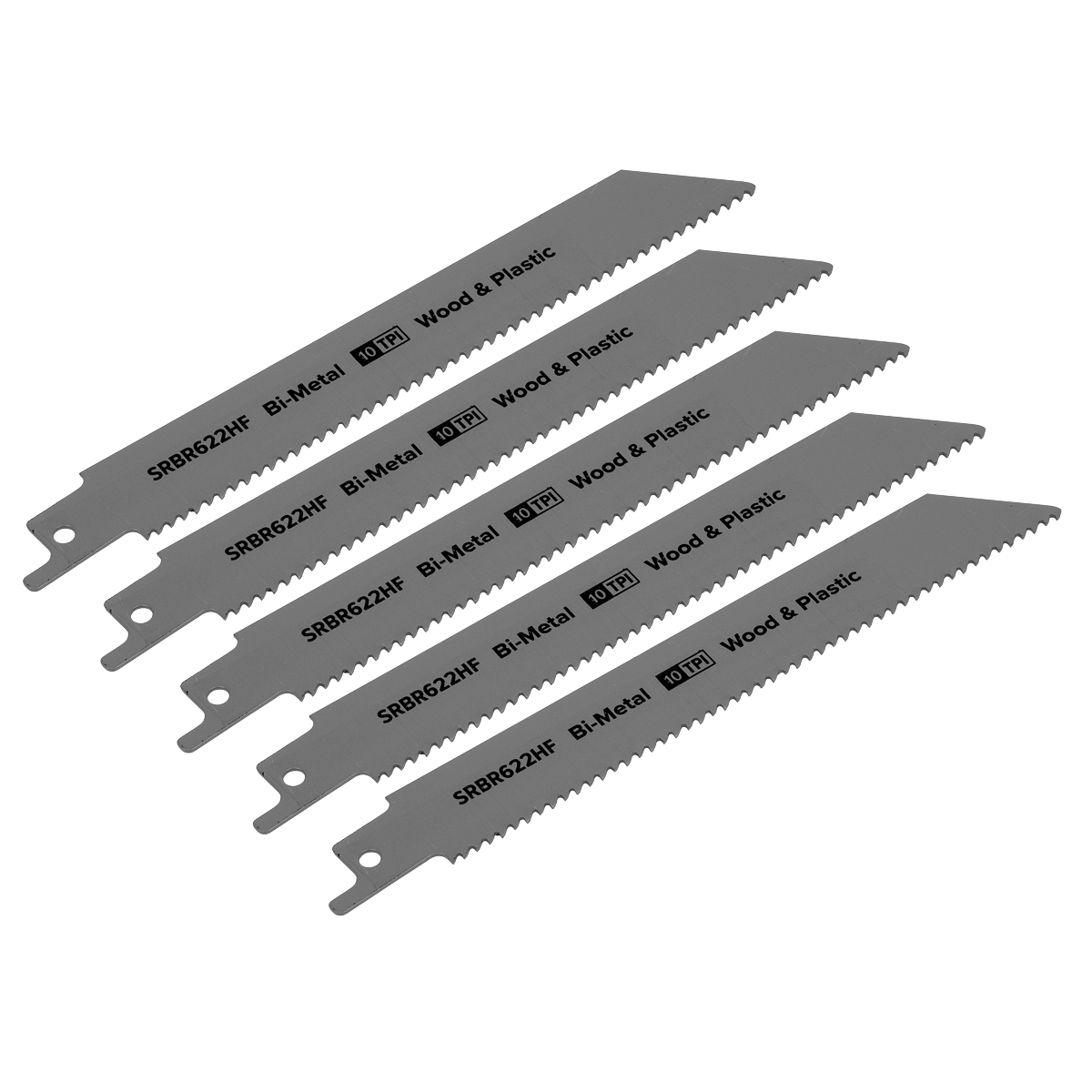 Sealey Reciprocating Saw Blade Wood & Plastics 150mm 10tpi - Pack of 5