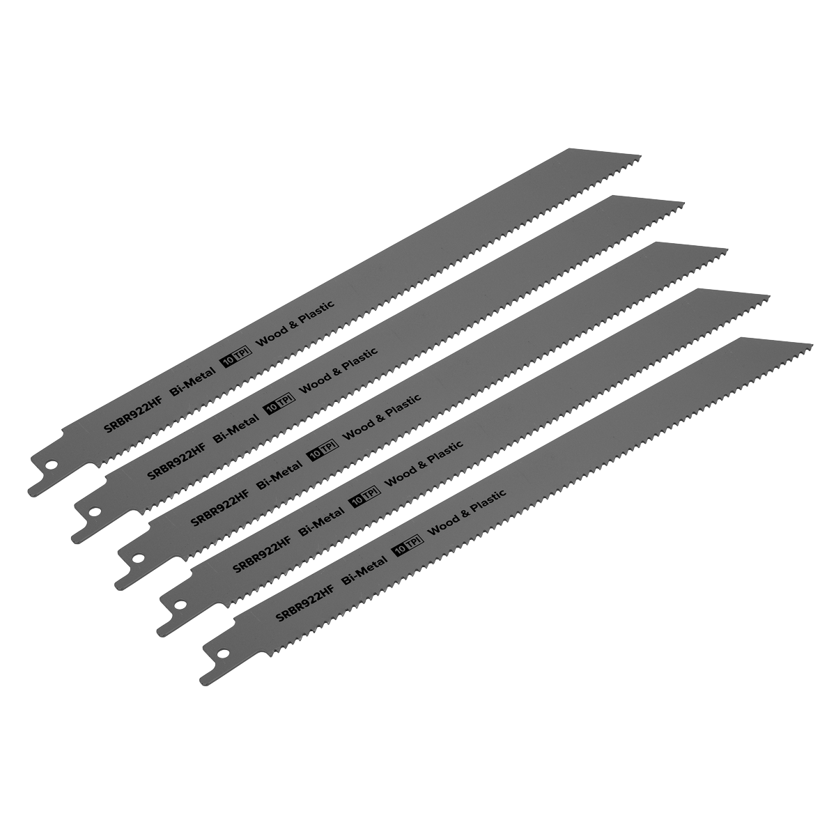 Sealey Reciprocating Saw Blade Wood & Plastics 230mm 10tpi - Pack of 5