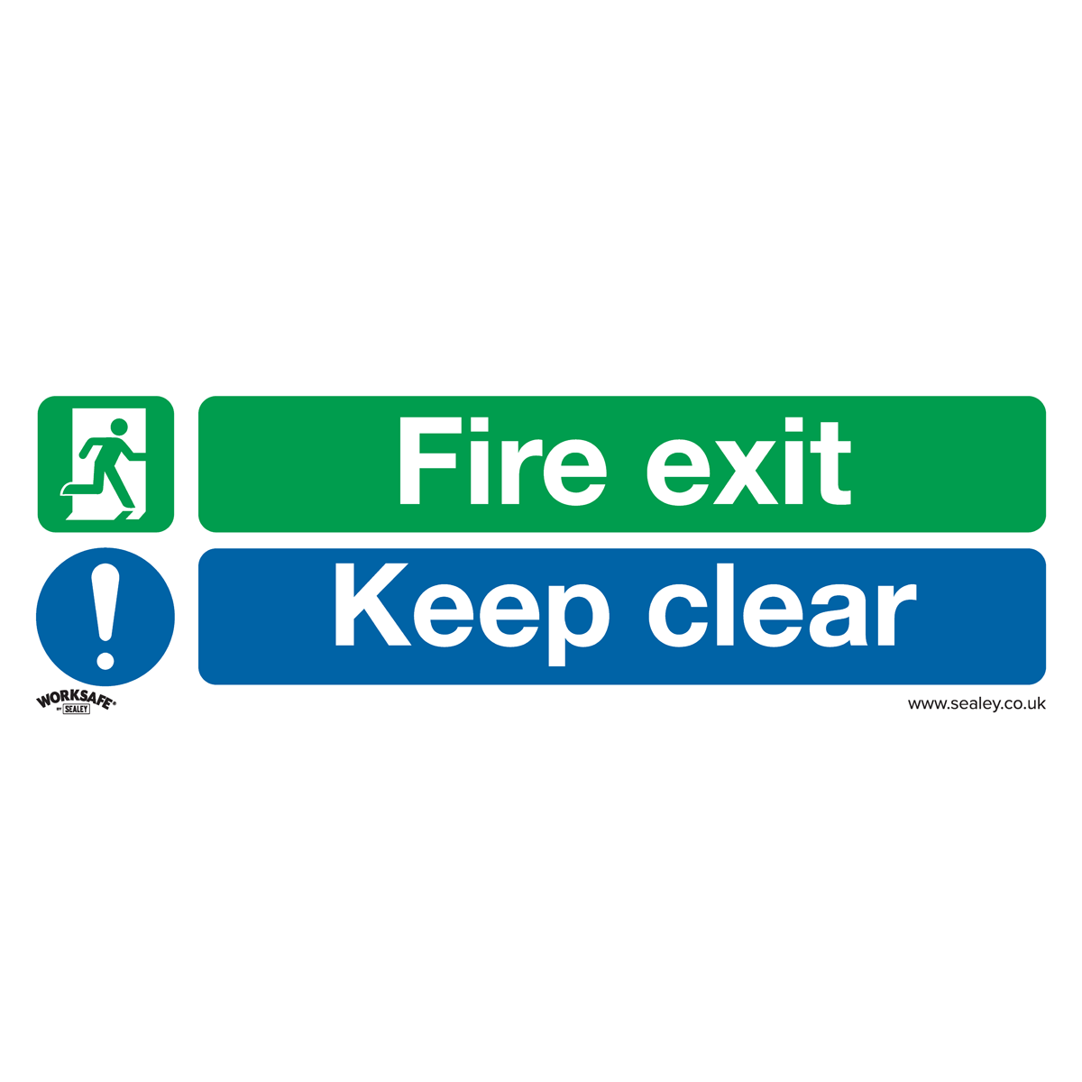 Sealey Safe Conditions Safety Sign - Fire Exit Keep Clear - Rigid Plastic - Pack of 10