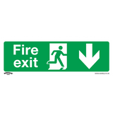 Sealey Safe Conditions Safety Sign - Fire Exit (Down) - Self-Adhesive Vinyl - Pack of 10