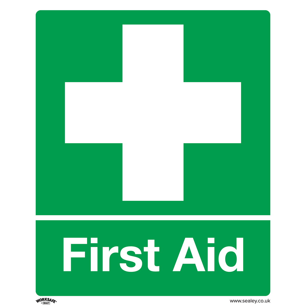 Sealey Safety Sign - First Aid - Self-Adhesive Vinyl - Pack of 10