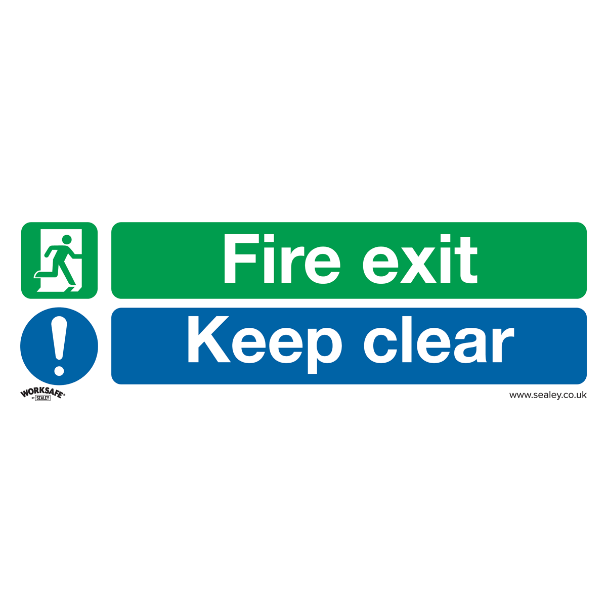 Sealey Safe Conditions Safety Sign - Fire Exit Keep Clear (Large) - Rigid Plastic - Pack of 10