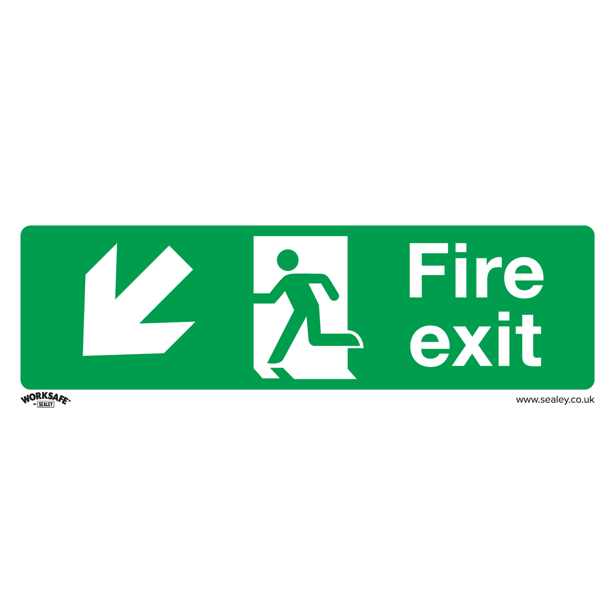 Sealey Safe Conditions Safety Sign - Fire Exit (Down Left) - Rigid Plastic - Pack of 10