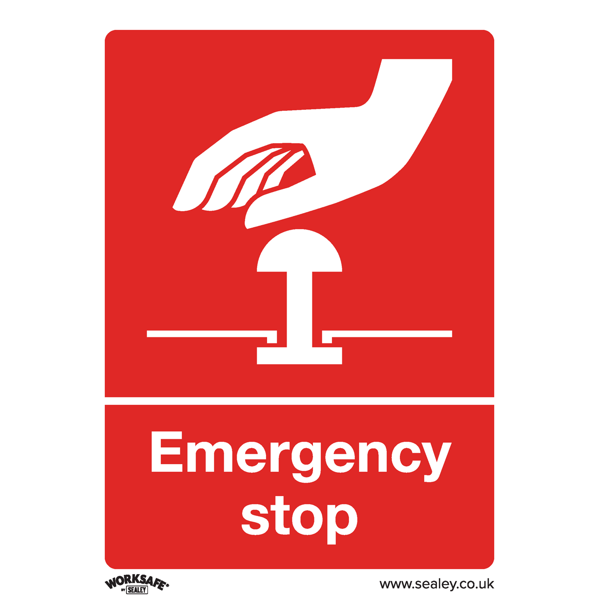 Sealey Safe Conditions Safety Sign - Emergency Stop - Rigid Plastic - Pack of 10