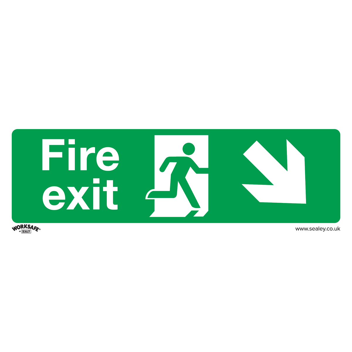 Sealey Safe Conditions Safety Sign - Fire Exit (Down Right) - Rigid Plastic - Pack of 10