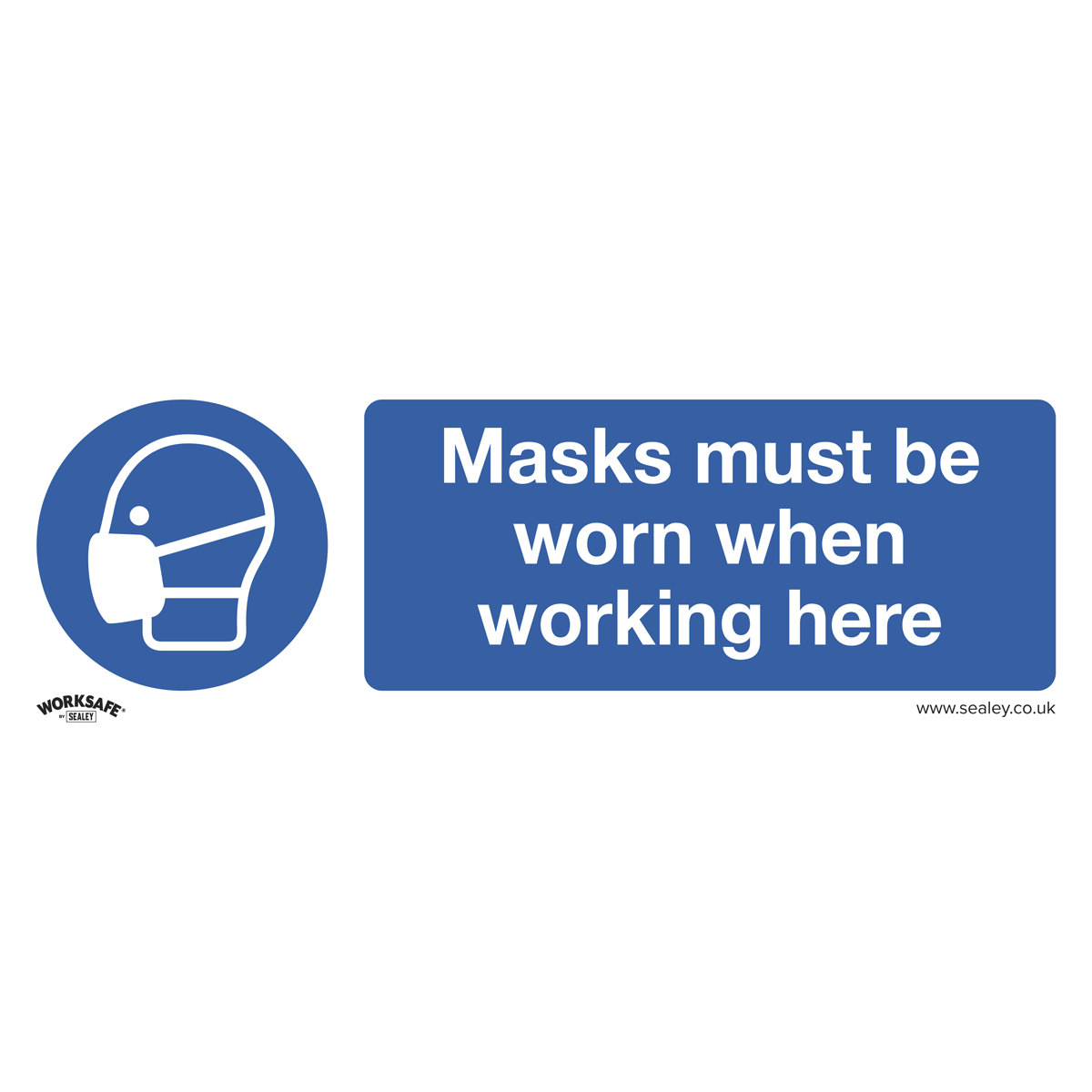 Sealey Mandatory Safety Sign - Masks Must Be Worn - Rigid Plastic - Pack of 10