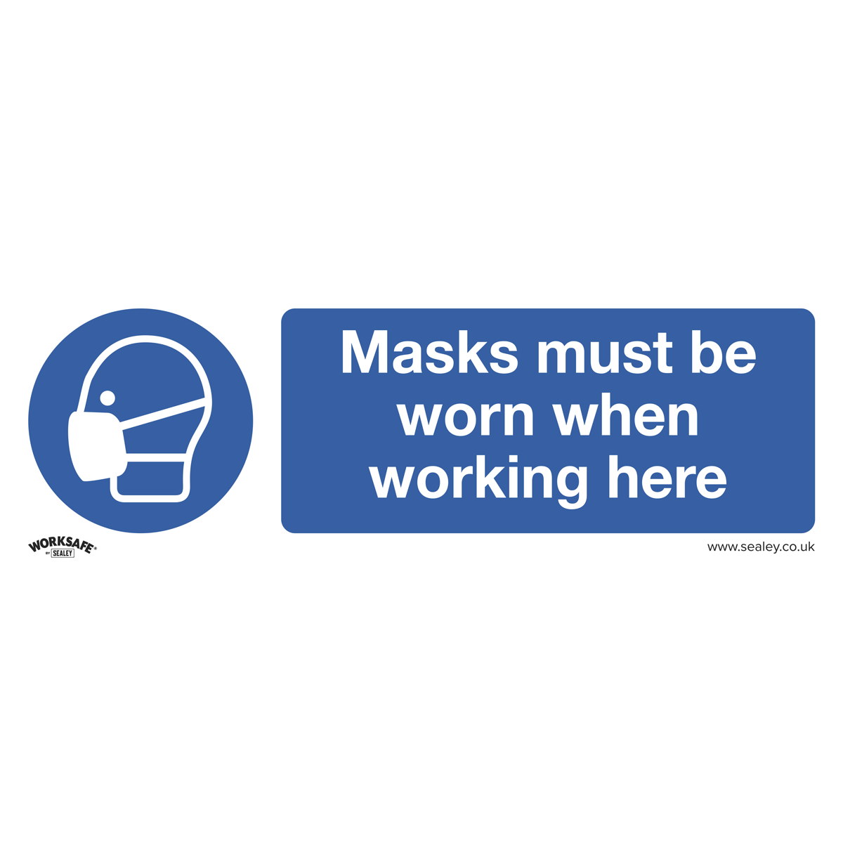 Sealey Mandatory Safety Sign - Masks Must Be Worn - Self-Adhesive Vinyl - Pack of 10