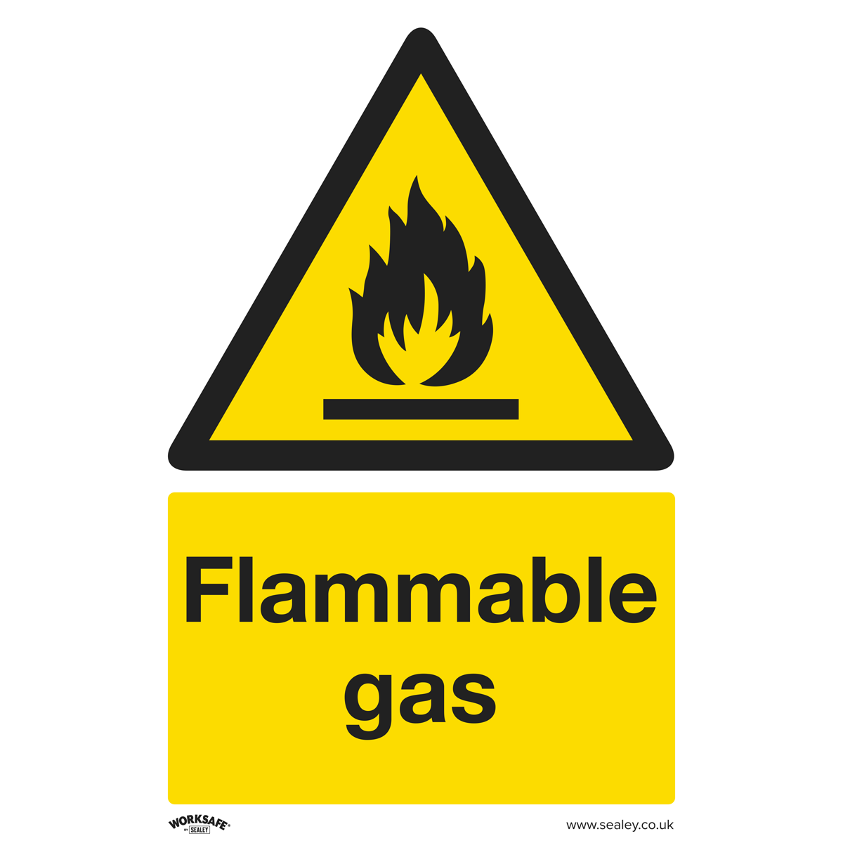 Sealey Warning Safety Sign - Flammable Gas - Rigid Plastic