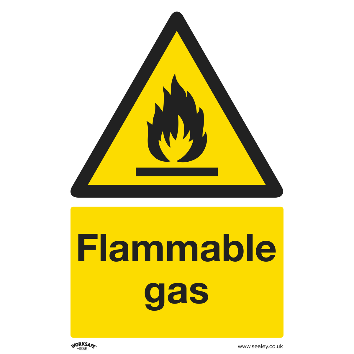 Sealey Warning Safety Sign - Flammable Gas - Self-Adhesive Vinyl - Pack of 10