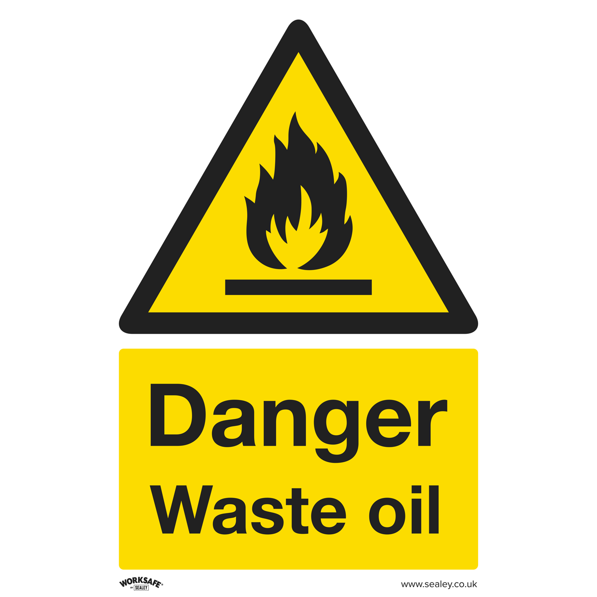 Sealey Warning Safety Sign - Danger Waste Oil - Rigid Plastic - Pack of 10