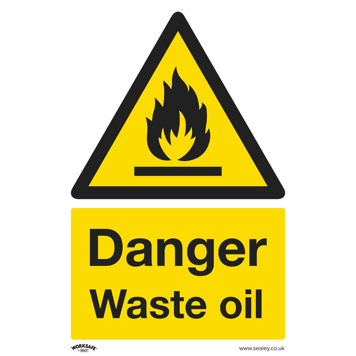 Sealey Warning Safety Sign - Danger Waste Oil - Self-Adhesive Vinyl